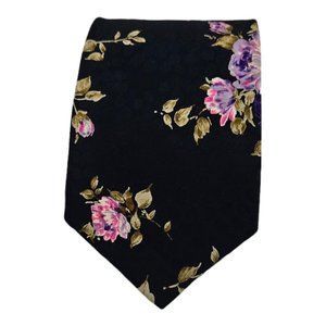 SANTOSTEFANO Black Floral Silk Tie ITALY 59"/ 3.7" EC